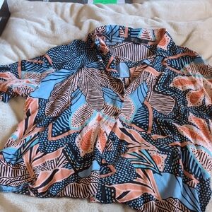 Colorful Leaf Print Blouse